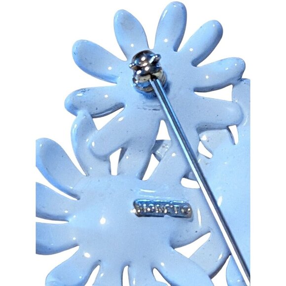 Vintage Monet White Enamel Gold Tone Daisy Flowers Bunch Pin Brooch - Picture 5 of 5